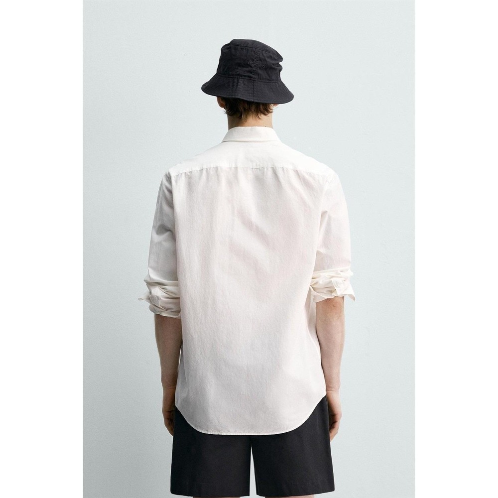Aaron Levine ZARA Silk Relax Flowy Button Work Shirt Men Large Off White Cotton - Picture 8 of 14